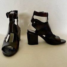 Vic Matie taglia EU 38 US 8 sandalo nero donna serra pelle tacco a blocco sandalo