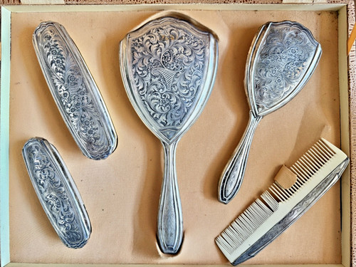 Set toilette argento 800 - toilette, epoca
