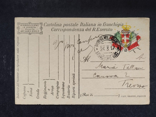 Cartolina postale franchigia - postale,