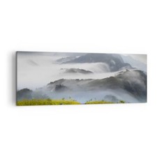Quadro su Tela 140x50cm Montagna nebbia paesaggio mattina Stampe Immagini Murale
