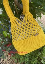 Borsa a Rete  creazione unica fatta a mano In Cordino Swan Black