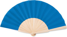 Ventaglio Manuale in Legno E Poli Cotone, Blu Reale