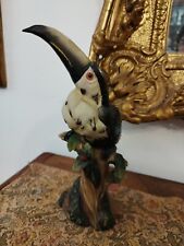 PORCELLANA DI CAPODIMONTE VISCONTI/MOLLICA Uccello Su Ramo E Foglie Alto RARO