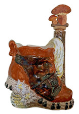 BOTTIGLIA LIQUORE vuota ANNI ‘60/70 a forma SCARPONE e STELLE ALPINE 