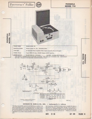 1956 phonola 755 phono record - 1956,