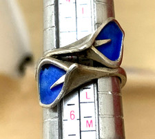 ANELLO OTTAVIANI AUTENTICO ANNI 70 IN ARGENTO 925 E SMALTO AZZURRO