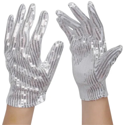 Silver sequined gloves mj - sequined,