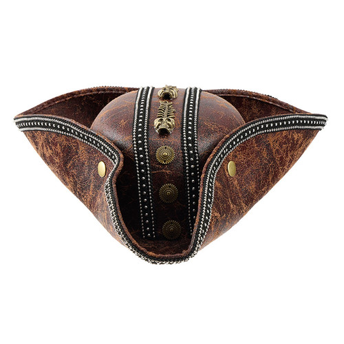 Cappello pirata tricorno pelle - cappello,