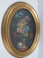 vecchio quadro dipinto a mano FLOREALE FIORI IN VASO SUL TAVOLO firmato pittore