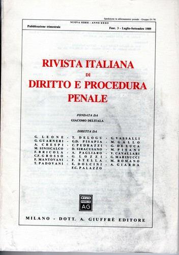 Rivista italiana diritto e - italiana, di