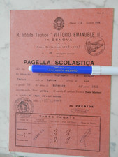GENOVA PAGELLA SCOLASTICA 1932/33 ISTITUTO TECNICO VITTORIO EMANUELE