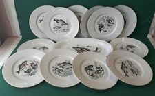 SERVIZIO PIATTI DA PESCE X 12 PORCELLANA FILO ORO ARZBERG BAVARIA VINTAGE. FFF60