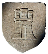Stemma in pietra castello su scudo - Stone coat of arms castle 6500