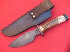 Coltello Craig Steketee (Stek) USA personalizzato cervo come nuovo damascato lama fissa