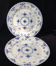 (SET DI 2) Royal Copenhagen Blu Scanalato PIZZO PIENO 625 Piatti ~OTTIMI