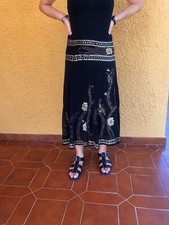 GONNA NERA LUNGA DA DONNA BASIL & MAUDE GIPSY HIPPIE PIZZICA GITANA