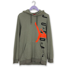 Felpa Jordan grigio verde con cappuccio e stampa grande - Taglia M uomo