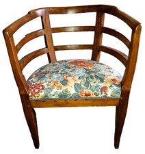 POLTRONA SEDIA A POZZETTO 1890/1930 NOCE STABILE ROBUSTA IMBOTTITURA E STOFFA OK