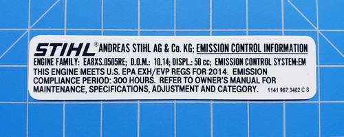 Etichetta emissioni motosega