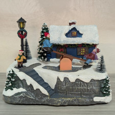 NATALE GIOSTRINA Bambini Giochi Carillon Led Movimento con Luci Villaggio Neve