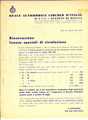 1940 biella raci rinnovo delle - biella,