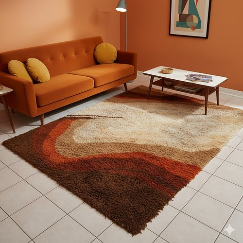 Tappeto vintage shaggy lana - tappeto,