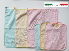 BAVAGLINI 3 + 3 ASCIUGAMANI ASILO NIDO SCUOLA MATERNA BAMBINO BAMBINA RICAMO