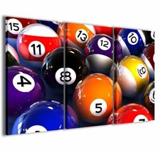 Quadro Moderno 100 x 60 cm Stampa su Tela Canvas 3 pz Biliardo