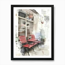 Watercolor Of A Cafe Art Print
