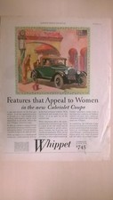 pubblicità a colori  colour advertising Whippet cabriolet / coupè 1927