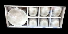 Set 6 Tazzine Tazze Caffè Con Piattini Ceramica Decorata Fantasia Bianca dfh