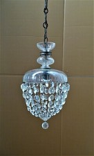 🟡 ANTICO LAMPADARIO LIBERTY ART NOUVEAU EPOCA 1930 IN CRISTALLO COMPLETO - M11-