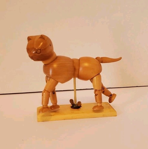 Wooden posable articulated - articulated, cat