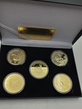 5 X CINQUE MONETE D'ORO KRUGERRAND SUDAFRICA 2021, 67, 20, 78 1 OZ & CARTA & CUSTODIA