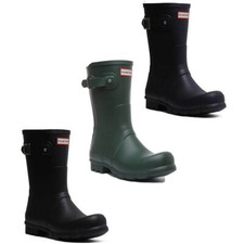Hunter Original Short Uomo Gomma Nero Corto Stivali da Pioggia Misura UK 6 - 12