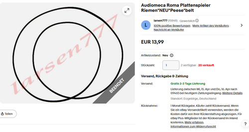 Cinghia giradischi audiomeca - cinghia,
