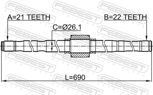 Semiasse febest 0212 - semiasse,