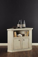 MOBILE LEGNO PORTA TV ANGOLO LACCATO AVORIO ANTICATO