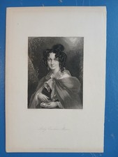 litografia inglese 1836, LADY CAROLINE MAXSE / incisione Henry Richard Cook