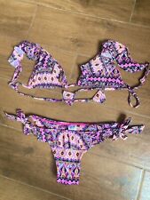 Costume Rea taglia S/40 fuxia e multicolore cion gale e mutanda brasiliana, gale