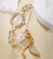 Orologio da Polso con Strass per Donna/Ragazze Orologio Elegante colore Oro