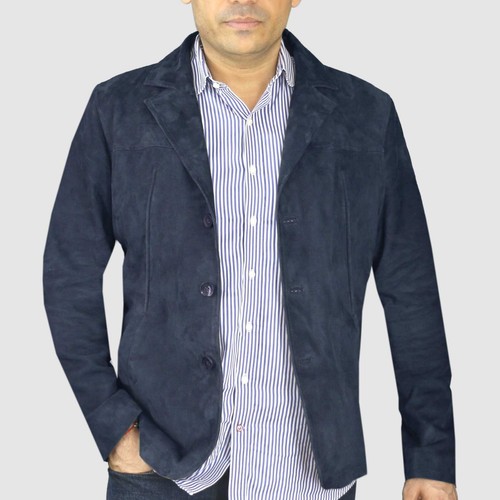 Giacca blazer pelle blu - , navy