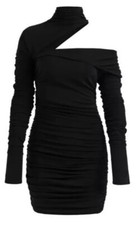 Mini abito monospalla MUGLER & H&M raccolto nero taglia large nuovo