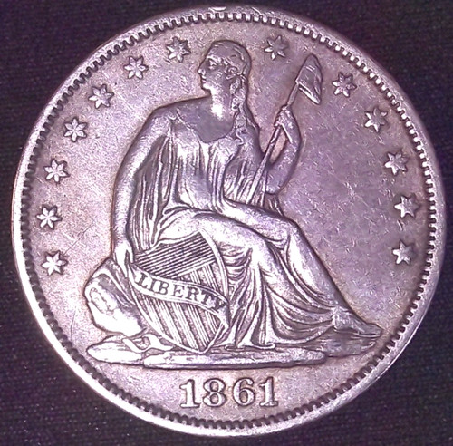 1861 mezzo dollaro - seduto, 50