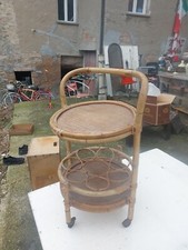 Carrello Portafrutta E Portabottiglie Con Ruote In Bambù Vintage 70'