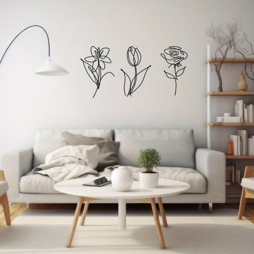 3pcs fiori metallo wall art - fiori,