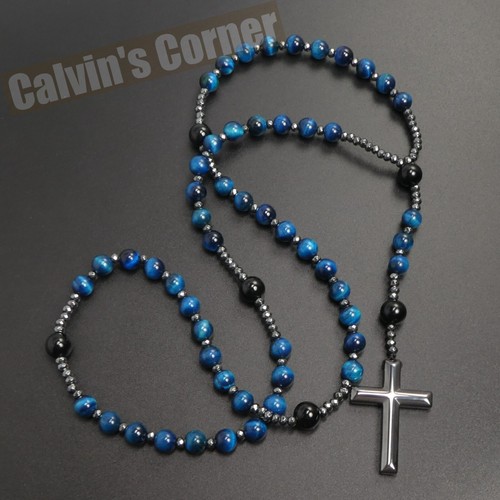 Collana rosario croce - collana, ematite