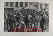 IRLANDA Galway Immigrazione negli Stati Uniti, Dockside, enorme stampa antica 1880