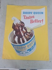 Insegna Poster Vintage Originale Dairy Queen Gelato Cioccolato Sundae. 1955