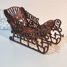 Slitta Babbo Natale intagliata in legno - Decorazioni natalizie - Fatta a mano